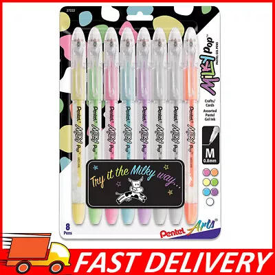 8-Pack Pentel Arts Milky Pop Pastel Gel Pen 0.8mm Medium Line Assorted Colors • $18.75