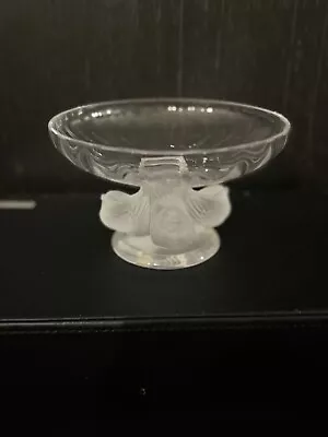 Lalique Clear Crystal NOGENT MINT DISH W/Frosted Birds Pedestal Footed 5 1/2”D • £192.83