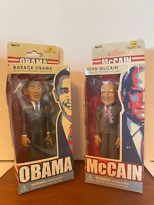 Barack Obama And John McCain 6 IN. Action Figures 2008 Still In Boxes Politics • $10