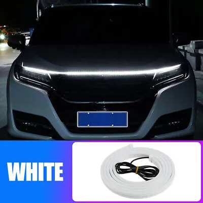 $11.45 • Buy White 120cm Flexible Car Hood Day Running LED Light Strip Accessories Universal