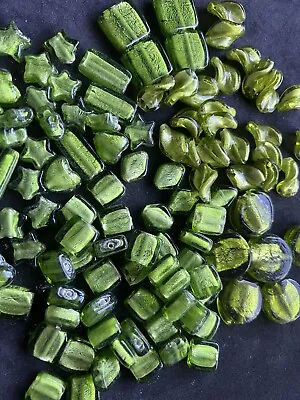 10 Piece Chunky Mixed Lot Of Green Glass W Foil Lampwork Focal Beads (ph8201) • £4.83