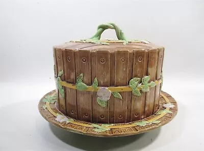 19thC George Jones England Majolica Fence & Vine Cheese Dome • $699.99