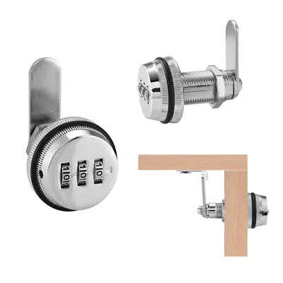 20mm 3-Digit Combination Lock Cam Lock Code Door Cupboard Mailbox Drawer Cabinet • £7.49