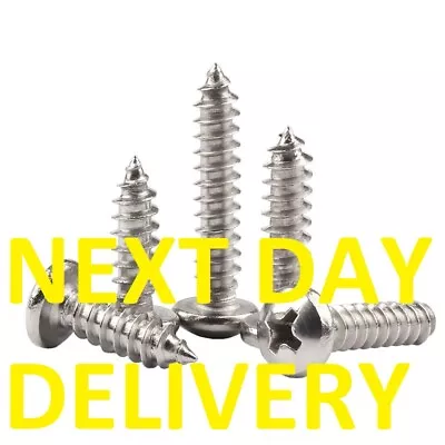 SELF TAPPING SCREWS A2 STAINLESS STEEL POZI HEAD  2 4 6 8 10 12 14 Gauge 24h Del • £1.75