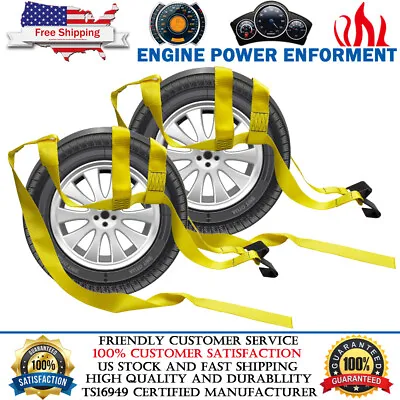 2PCS Wheel Net Basket Straps Wrecker Car Hauler Truck Fit 14-20  Tow Dolly Tire • $63.01