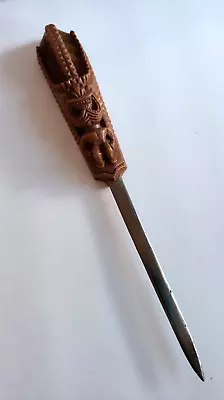 Vintage Tiki Letter Opener Coco Joes Hawaii Hapa Wood Resin Hand Carved 9  • $17.50