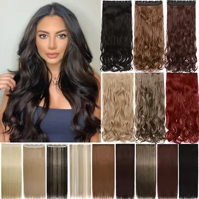 £14.20 • Buy Natural One Piece Real 100% Thick Clip In As Human Hair Extensions 3/4 Full Head