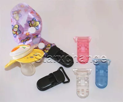 25 Plastic Clips Pacifier D Clips Bib Memo Holder U Select Color • $10.99