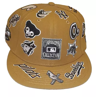 MLB Cooperstown Collection Multi Logo Fitted Tan New Era Hat - Size 7 1/4 • $20