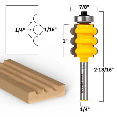 Triple Flute Furniture Molding Router Bit 1/4  Flutes 1/4  Shank - Yonico 16161q • $18.95