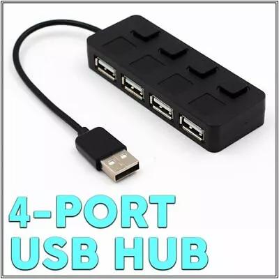 $6.25 • Buy Multi USB 2.0 Hub 4 Port High Speed Slim Compact Expansion Portable Splitter