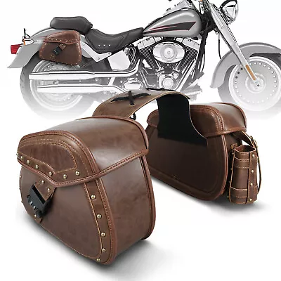 12  Motorcycle Leather SaddleBags Pannier For Honda Shadow ACE Spirit VT750 1100 • $84.99