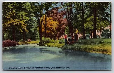 Quakertown Pennsylvania~Licking Run Creek @ Memorial Park~PM 1953~Linen Postcard • $3.70