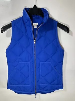 J Crew Excursion Quilted Puffer Vest Zip Vibrant Blue Women’s XXS 2XS • $16.99