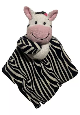 Little Miracles Zebra Security Blanket Lovey Black White Stripes Pink Plush Toy • $16