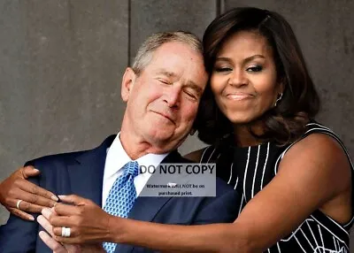 *5x7* Photo - First Lady Michelle Obama Hugs George W. Bush (op-627) • $7.98