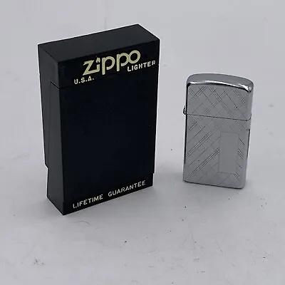 Vintage Zippo 1963 W/ New Case Cross Hatch Pin Stripe Blank No Engraving! • £52.50