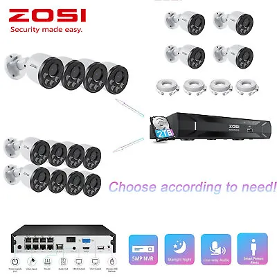 ZOSI 4MP CCTV POE Home Security Camera System 8CH NVR 2TB 100ft Night Vision • $229.99