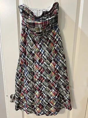 Madras Plaid Strapless Dress Built In Bra Vintage J Crew Size 4 Preppy K12 • $30