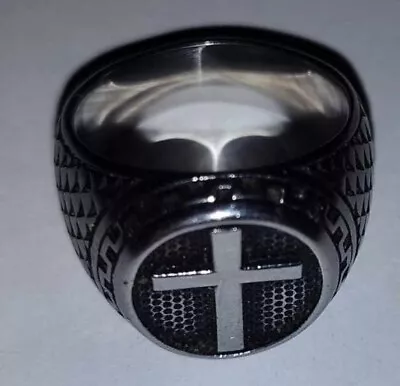 Stainless Steel Mens Christian Cross Ring For Men Women Silver Size 7-15 • $5.99