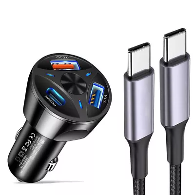 Multi Port USB C Fast Car Charger 6FT Nylon Cable For IPhone 15 14 13 12 Pro Max • $9.99