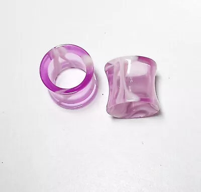 PAIR-Marble Purple UV Acrylic Double Flare Ear Tunnels 12mm/1/2  Gauge Body Jew • $8.99