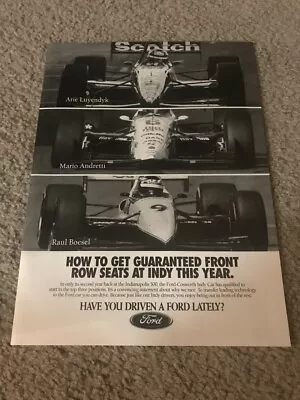 1993 FORD RACING INDY 500 Poster Print Ad MARIO ANDRETTI ARIE LUYENDYK BOESEL • $7.99