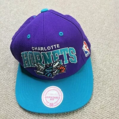 Charlotte Hornets Mens Cap Hat Snap Back Purple Mitchell Ness NBA Basketball • $14.99