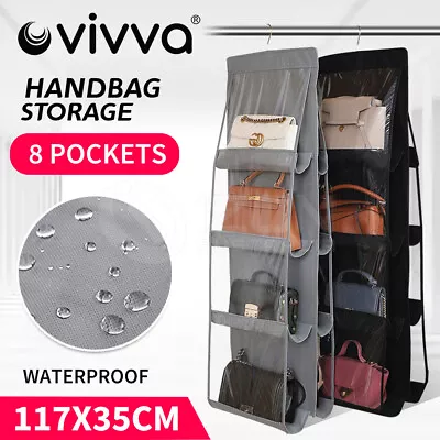 Vivva 8 Pocket Double-sided Bag Handbag Storage Hanging Wardrobe Storage Holder • $9.90