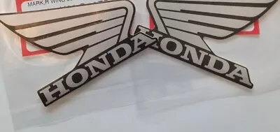 Honda Wings Decal GENUINE 90mm Black /Silver Tank Stickers L/R • £6.99