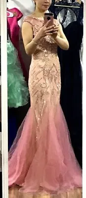 Brand New Sexy Pink Rhinestones Mermaid Long Prom Dress Pageant Gown  • $255