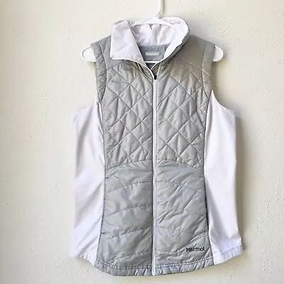 MARMOT Women's Vest Quilted Puffer Sz LARGE Full Zip Gray/White • $24