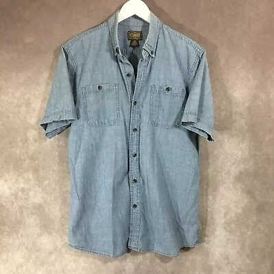 CE Schmidt Shirt Mens Medium Workwear Denim Short Sleeve Button Up Cotton • $18.99