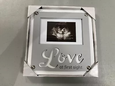 Malden Love At First Sight 4x6 Baby Sonogram Rustic Gray Cutout Wood Photo Frame • $19.90