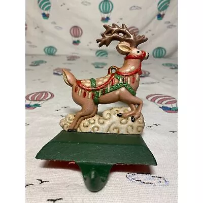 Vintage Midwest Cannon Falls SANTA'S REINDEER Cast Iron Stocking Hanger Holder • $50.99