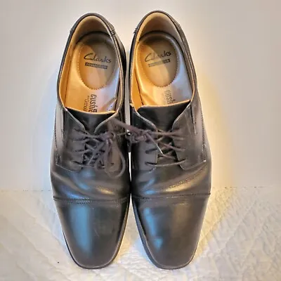 Clarks Collection Soft Cushion Insole W/Ortholite Black Leather Lace Shoes 10.5M • $30
