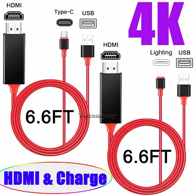 For Apple / Type C Phone To HDMI HDTV AV TV Adapter Cable Cord 3 In 1 Hub Mirror • $10.99