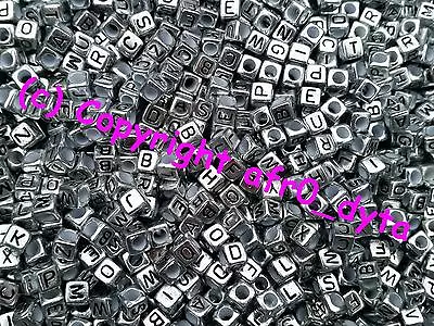 100 To 1000 Silver Coloured Alphabet Mixed Letters Cube Beads 6mm For Jewellery  • £6.89