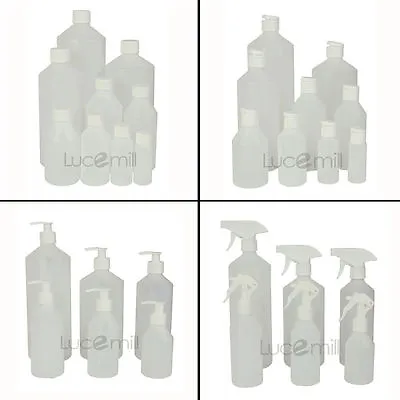 HDPE PLASTIC BOTTLES Choose WHITE CAP TYPE & BOTTLE SIZE 30ml - 1 Litre (L) • £6.49