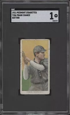 1909 T206 Frank Chance Nno Poor Piedmont 350-460 Hof Batting Sgc 1 Chicago Cubs • $360