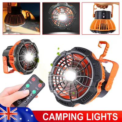 $33.95 • Buy Portable Camping Fan LED Light Rechargeable Outdoor Tent Lantern W/ Hook Remote