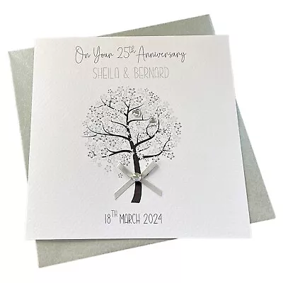 Personalised Handmade Silver/ 25th Wedding Anniversary Card • £3.49