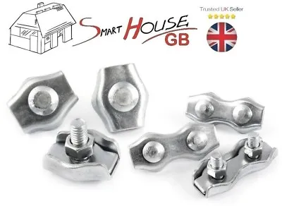 £2.78 • Buy 2mm 3mm 4mm 5mm 6mm 8mm Wire Rope Clamp Simplex Duplex Galvanised Zinc Plated