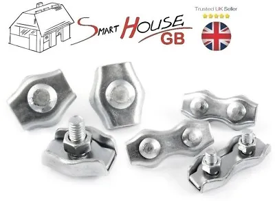 Simplex Duplex Steel Wire Grip Grips Clamp Clips Rope Cable 2mm - 8mm Zinc • £1.98