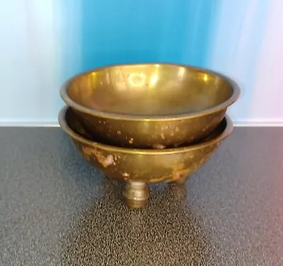 Pair Of Antique Persian Solid Brass Footed Bowl • $18