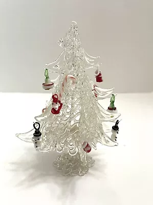 Vintage Spun Art Glass Christmas Tree With Miniature Glass Ornaments • $23.84