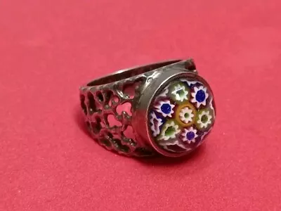 Vintage Sterling Silver 925 Caithness Glass Millefiori Chunky Ring • £64.99