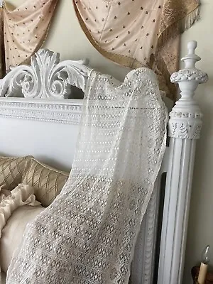 Antique Edwardian Victorian Lace Curtain Panel 24 1/2” X 72” Long • $16