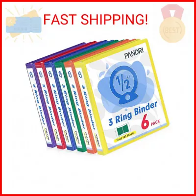 3 Ring Binder 0.5 Inch PANDRI 6 Pack 1/2-Inch Binder Fits Letter Size 8.5'' X 1 • $30.95