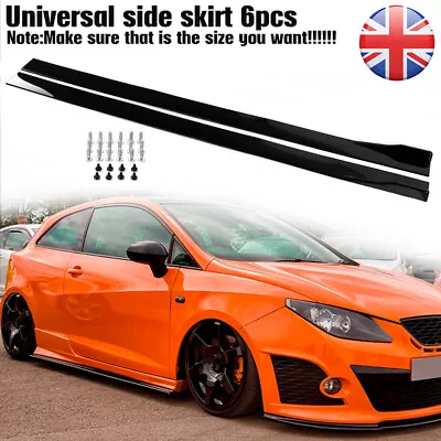 Universal 2.2m 86.6  Car Side Skirt Extension Rocker Panel Splitter Lip Black UK • £26.58